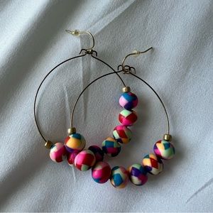 Multicolor Beaded Hoops